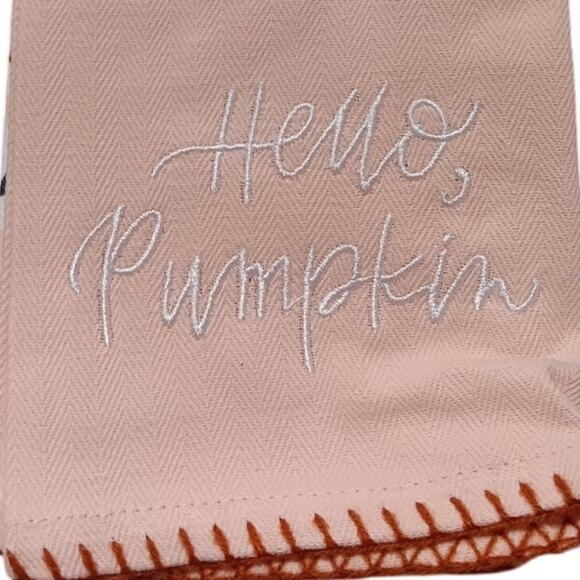 Kitchen Towels – Orange, 25" x 15", “Hello, Pumpkin” + Heart Patterned Towels - Picture 4 of 5